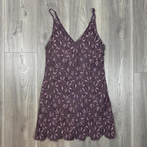 Xtraordinary Purple Floral Lace Lined Mini Dress